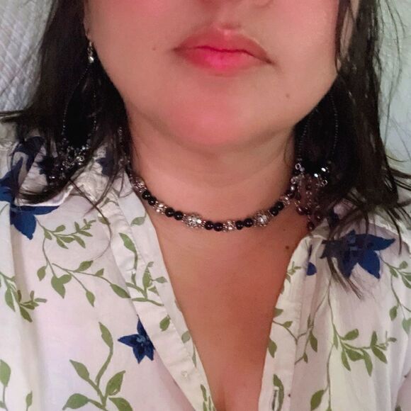 Choker necklace 925 sterling onyx - Picture 1 of 9